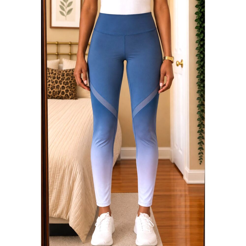 Forever 21 Womens Blue Ombre Mesh Leggings 30 Waist Yoga Pants Athleisure